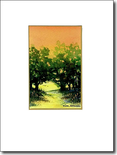 Apricot Sky and Live Oaks handmade card