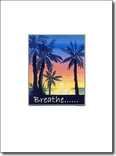 Breathe Sunset Palm handmade card