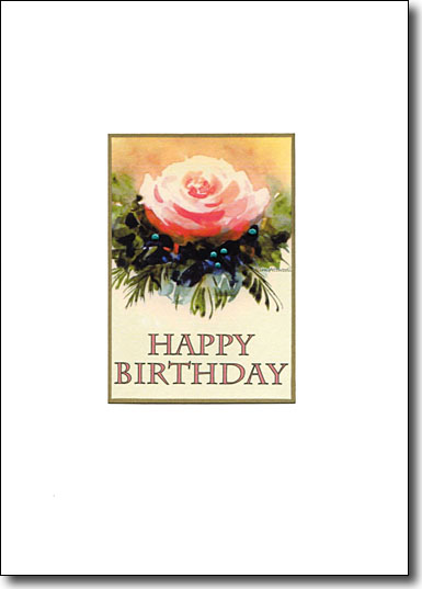Gold Rose Happy Birthday card