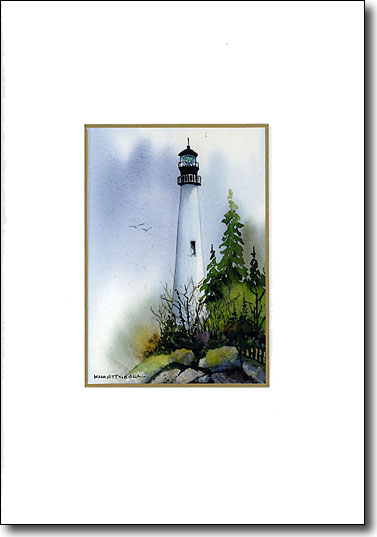Misty Lighthouse handmade card