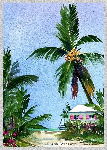 tropical beach image, free printable cards