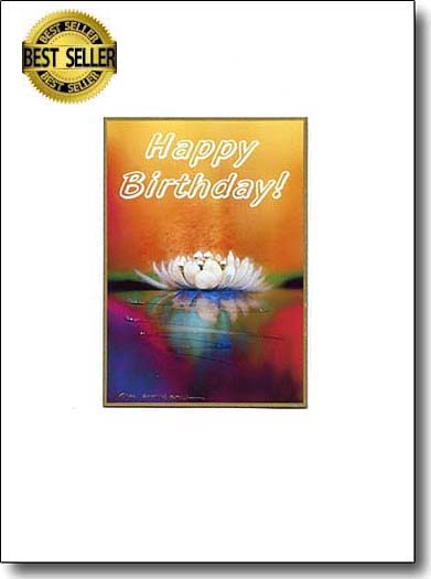 Waterlily on Gold Happy Birthday card