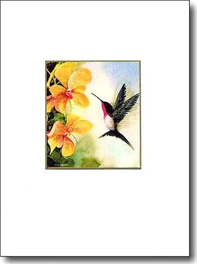 Hummingbird and Orchids handmade card