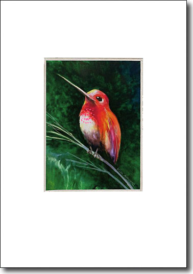 Hummingbird on Green handmade card