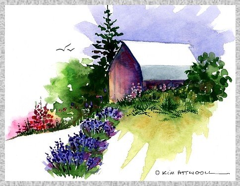 landscape paintings, lavender farm image