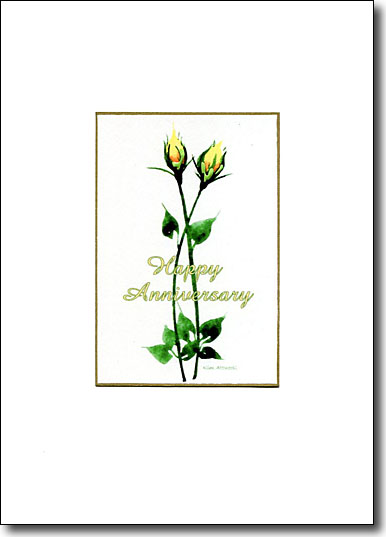 Yellow Roses Happy Anniversary handmade card